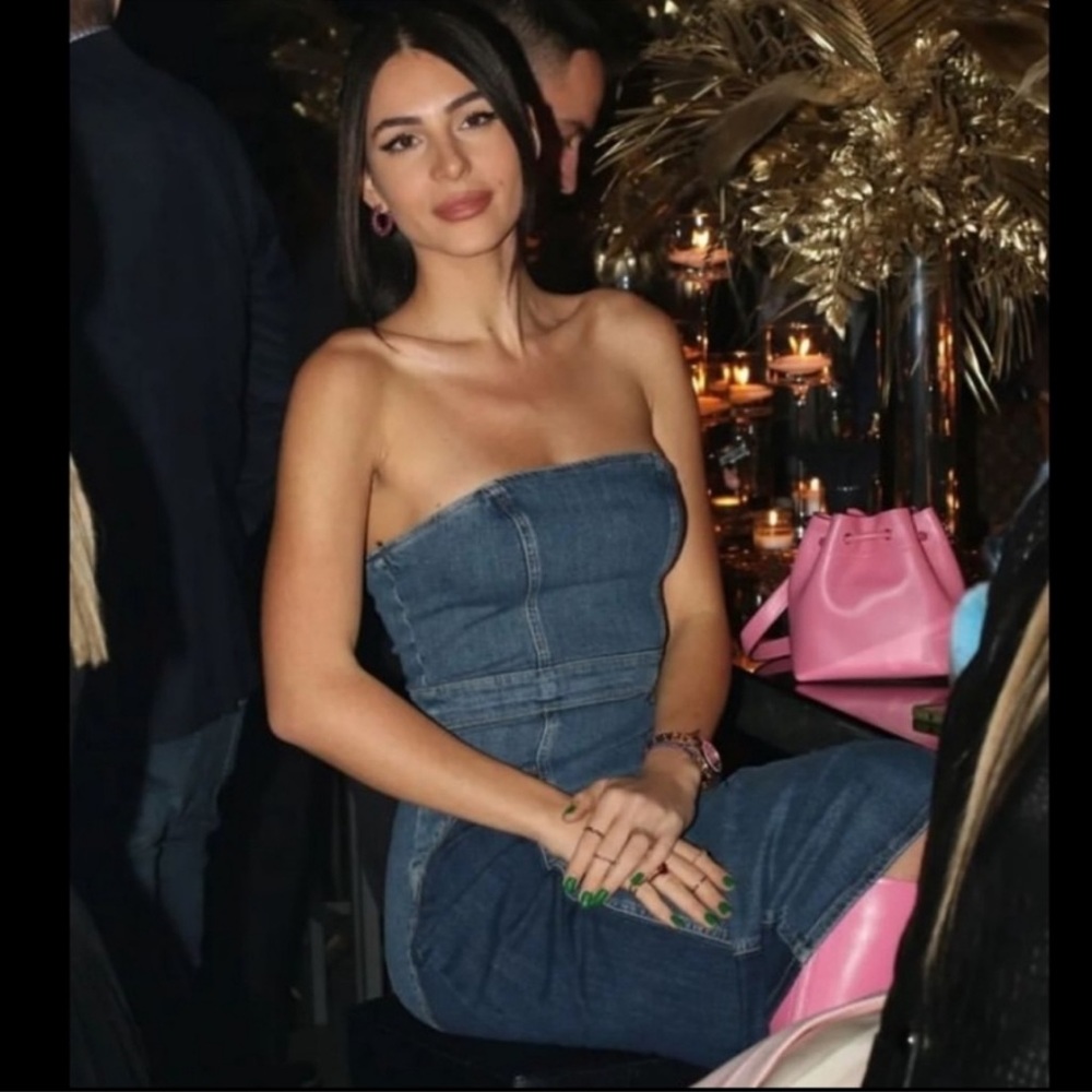 Zara Blue Denim Strapless Dress - Picture 6 of 16
